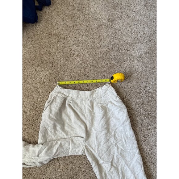 For Pete's Sake Women's Size 10 Linen Rayon Cream Pleated Pants Made in Romania - Picture 7 of 8